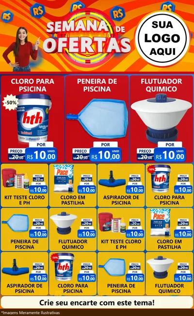 Modelo de Encarte para Encarte Grande com o tema Semana de Ofertas para Produtos para Piscina