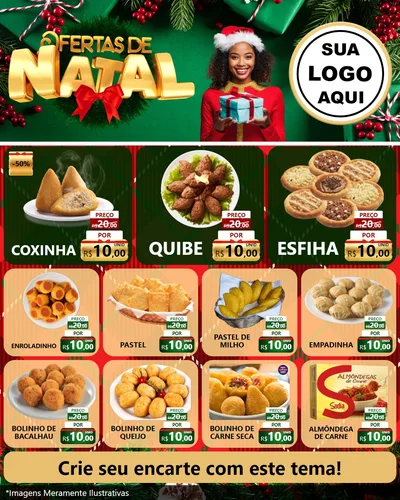 Modelo de Rede Social para Feed Instagram com o tema Ofertas de Natal para Salgadaria