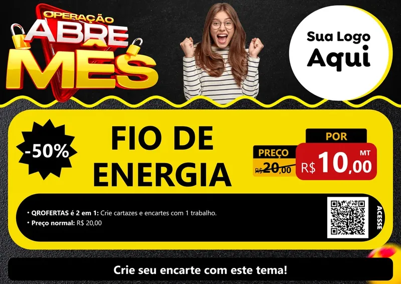 Modelo de Cartaz para Cartaz A4 Horizontal com o tema Operação Abre Mês para Materiais Elétricos