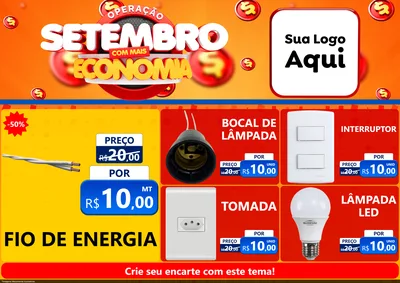 Modelo de Encarte para Encarte A4 Horizontal com o tema Operação Setembro Com Muita Economia para Materiais Elétricos