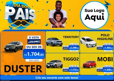 Modelo de Encarte para Encarte A4 Horizontal com o tema Dia dos Pais para Concessionaria de Carros
