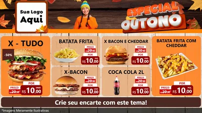 Modelo de TV para TV Horizontal com o tema Especial Outono para Hamburgueria