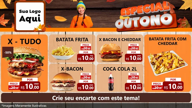 Modelo de TV para TV Horizontal com o tema Especial Outono para Hamburgueria