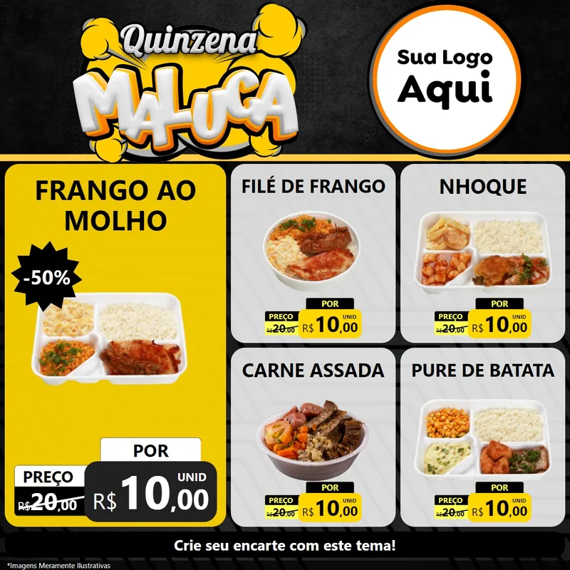 Modelo de Rede Social para Feed Facebook com o tema Quinzena Maluca para Restaurante