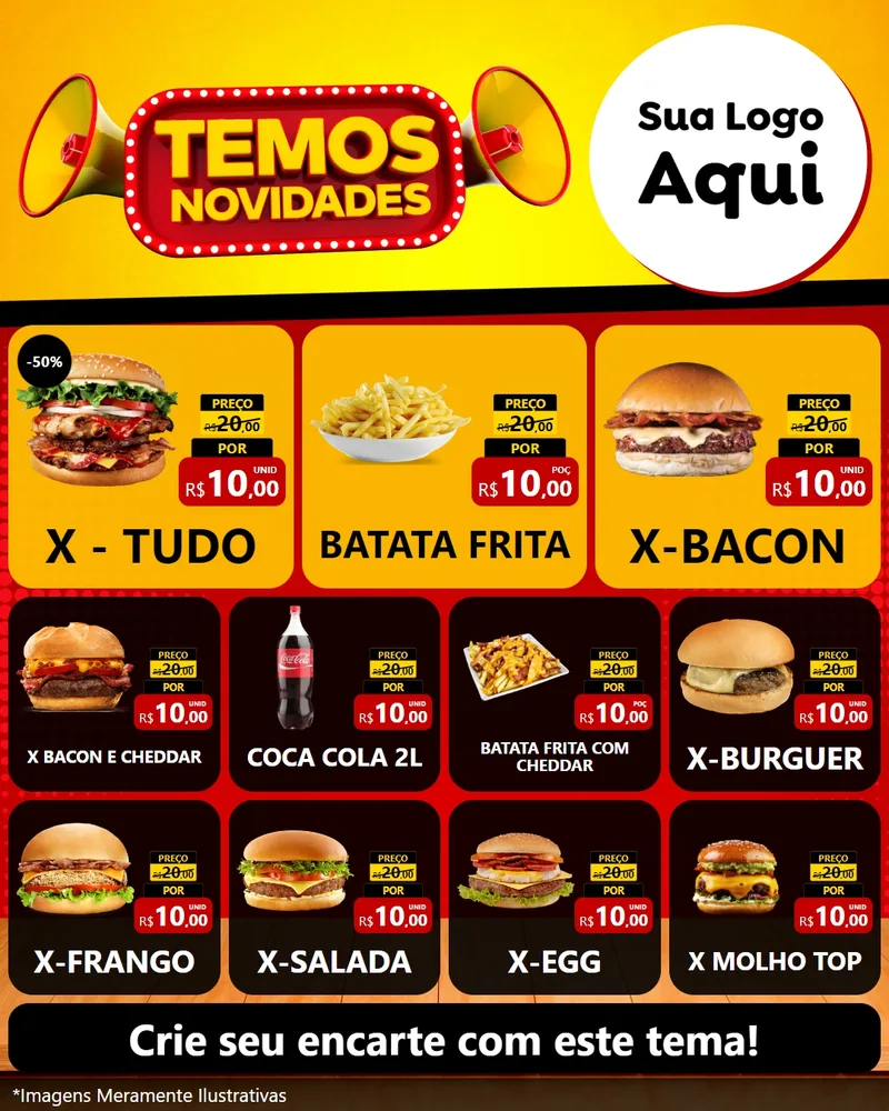 Modelo de Rede Social para Feed Instagram com o tema Temos Novidades para Hamburgueria