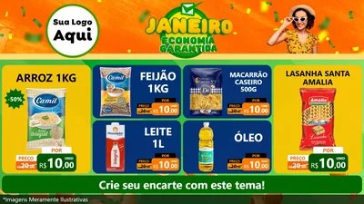 Modelo de TV para TV Horizontal com o tema Janeiro - Economia Garantida para Supermercado