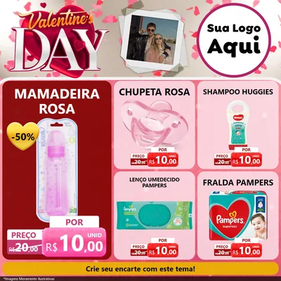 Modelo de Rede Social para Feed Facebook com o tema Valentine's Day para Bebês
