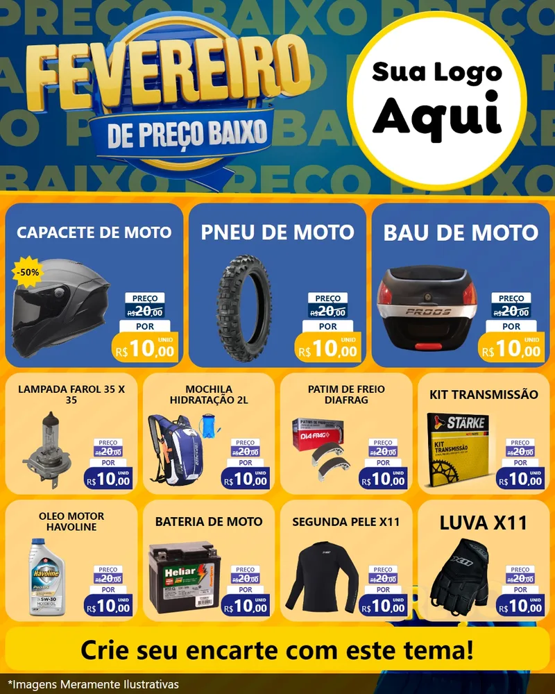 Modelo de Rede Social para Feed Instagram com o tema Fevereiro de Preço Baixo para Moto peças