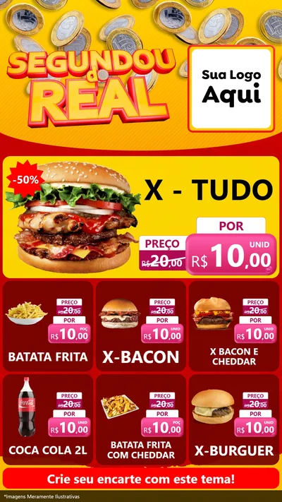 Modelo de Rede Social para Stories com o tema Segundou do Real para Hamburgueria