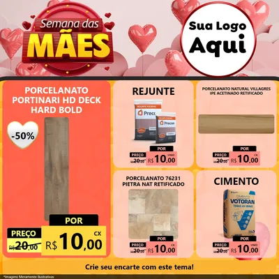 Modelo de Rede Social para Feed Facebook com o tema Semana das Mães para Pisos e revestimentos