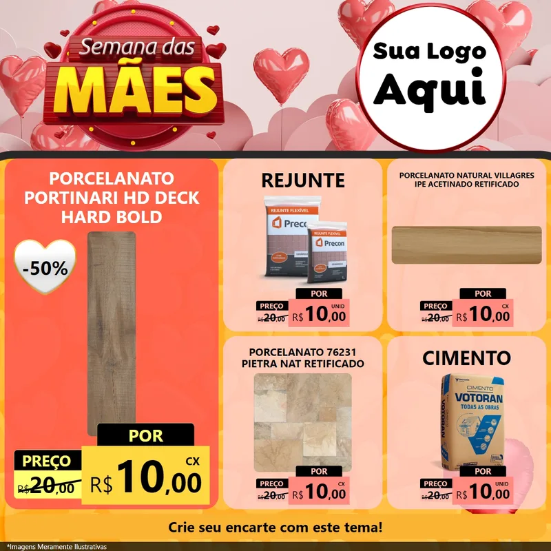 Modelo de Rede Social para Feed Facebook com o tema Semana das Mães para Pisos e revestimentos