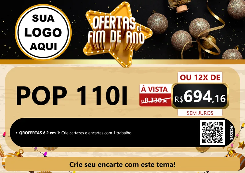 Modelo de Cartaz para Cartaz A4 Horizontal com o tema Ofertas de Fim de Ano para Concessionaria de Motos