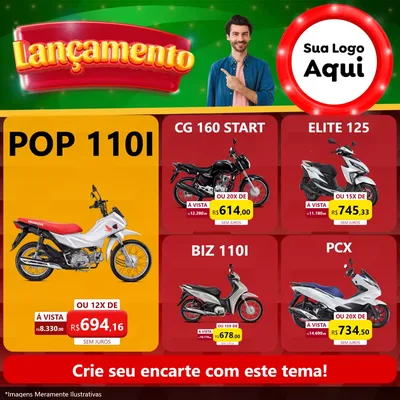 Modelo de Rede Social para Feed Facebook com o tema Lançamento para Concessionaria de Motos