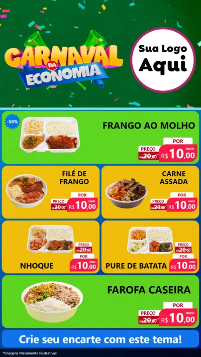 Modelo de TV para TV Vertical com o tema Carnaval da Economia para Restaurante