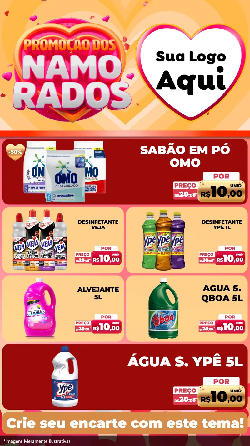 Modelo de TV para TV Vertical com o tema Promoção dos Namorados para Produtos de Limpeza
