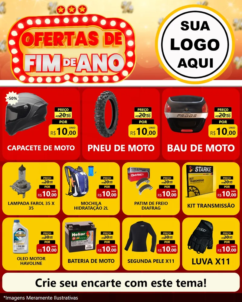 Modelo de Rede Social para Feed Instagram com o tema Ofertas de Fim de Ano para Moto peças