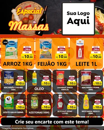 Modelo de Rede Social para Feed Instagram com o tema Especial Massas para Supermercado