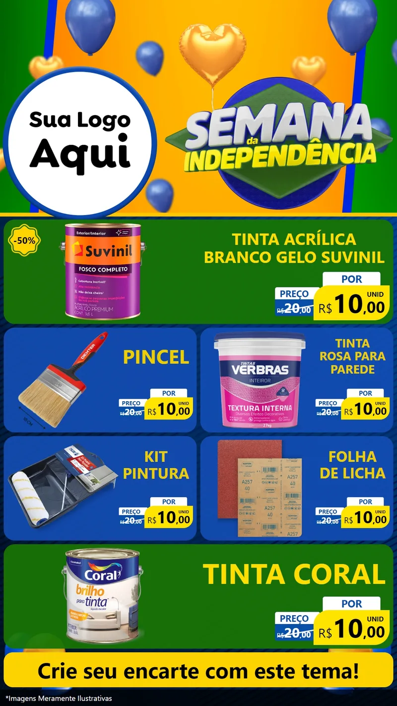 Modelo de TV para TV Vertical com o tema Semana da Independência para Tintas e Ferramentas