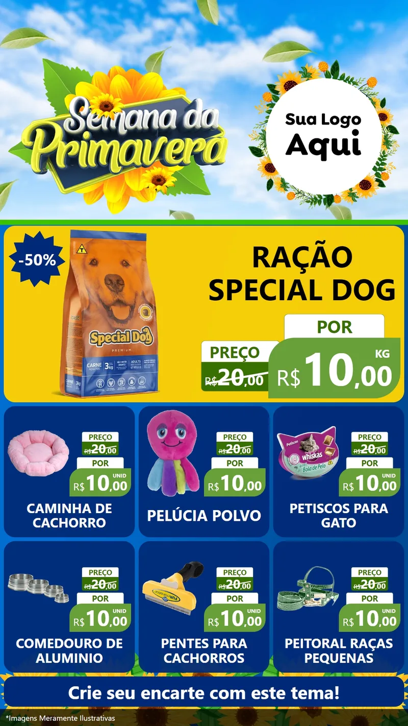 Modelo de Rede Social para Stories com o tema Semana da Primavera para Pet Shop