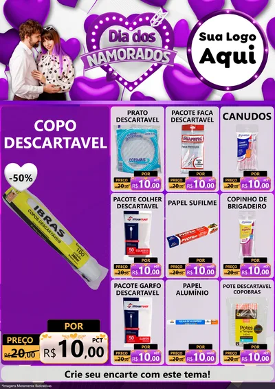 Modelo de Encarte para Encarte A4 Vertical com o tema Dia dos Namorados para Embalagens
