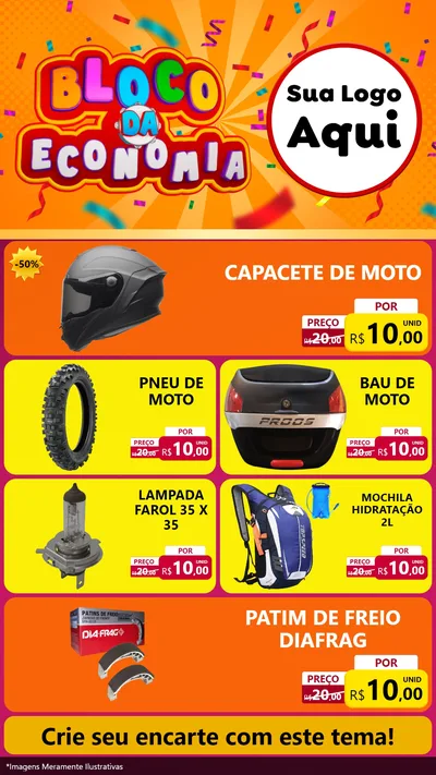 Modelo de TV para TV Vertical com o tema Bloco da Economia para Moto peças