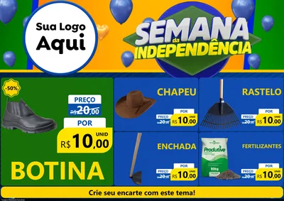 Modelo de Encarte para Encarte A4 Horizontal com o tema Semana da Independência para Agropecuária