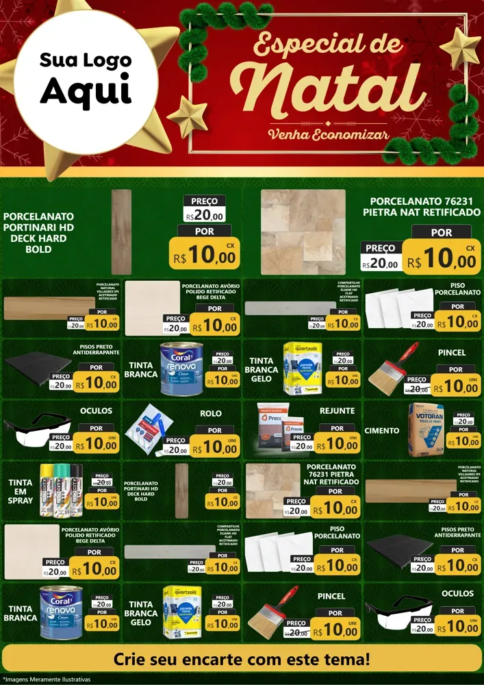 Modelo de Encarte para Encarte A4 Vertical com o tema Especial de Natal para Pisos e revestimentos