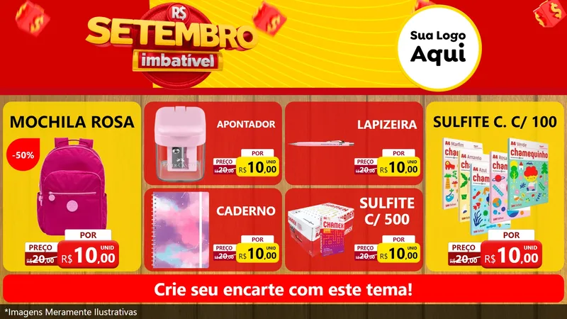 Modelo de TV para TV Horizontal com o tema Setembro Imbatível para Papelaria