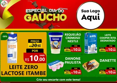Modelo de Encarte para Encarte A4 Horizontal com o tema Especial Dia do Gaúcho para Frios e Laticínios