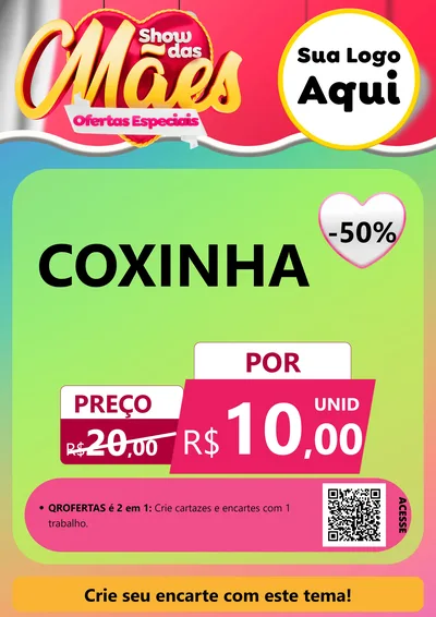 Modelo de Cartaz para Cartaz A4 Vertical com o tema Show das Mães - Ofertas Especiais para Salgadaria