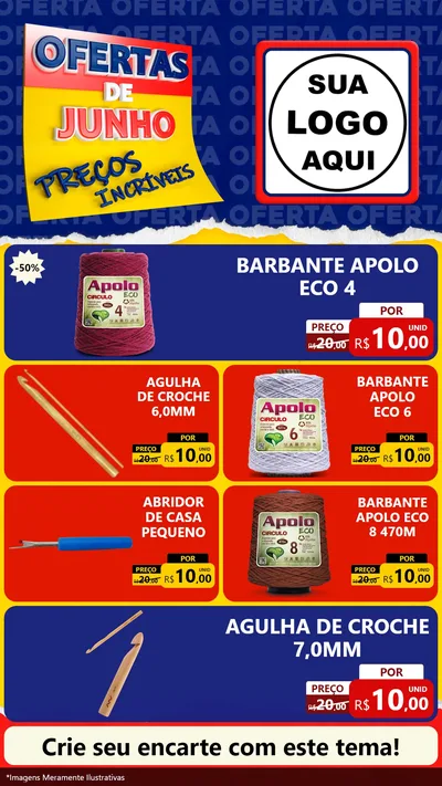 Modelo de TV para TV Vertical com o tema Ofertas de Junho - Preços Incríveis para Armarinho e Aviamentos