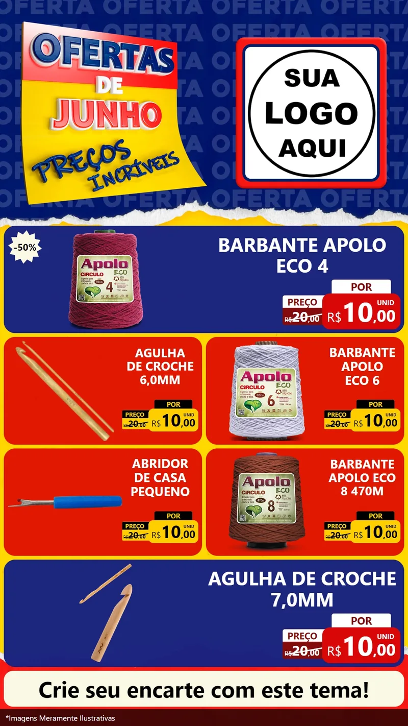 Modelo de TV para TV Vertical com o tema Ofertas de Junho - Preços Incríveis para Armarinho e Aviamentos