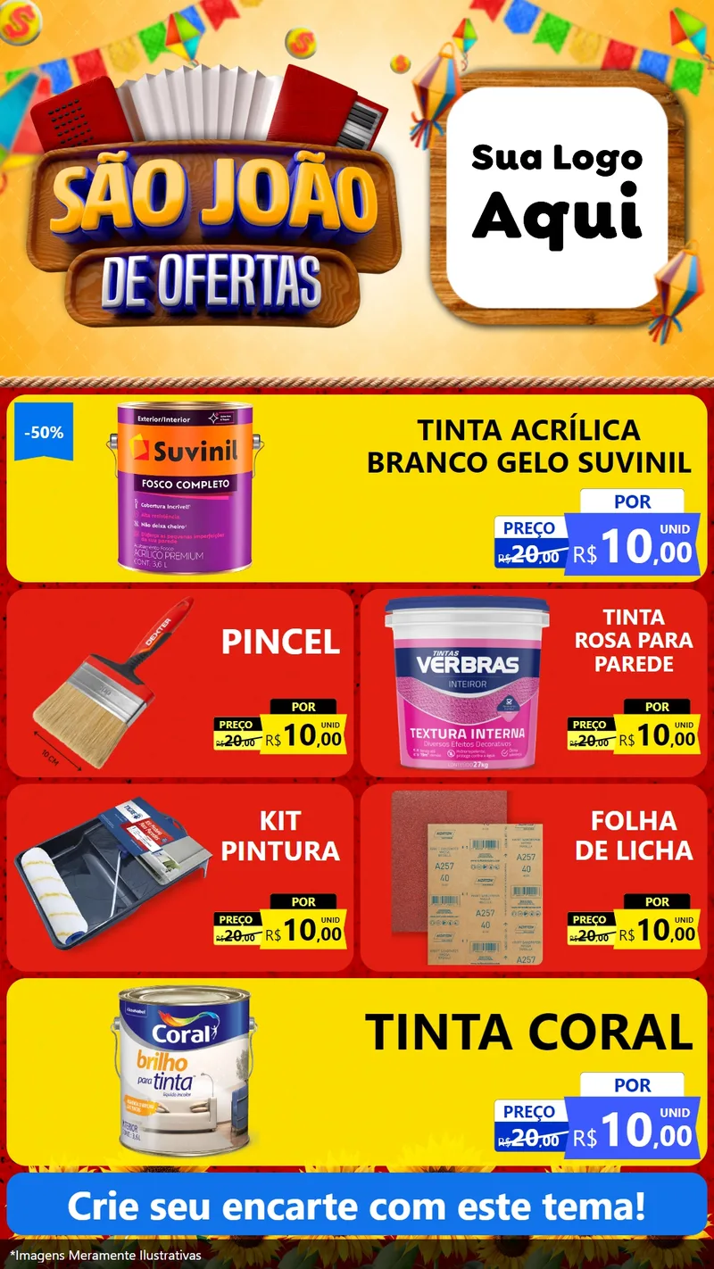 Modelo de TV para TV Vertical com o tema São João de Ofertas para Tintas e Ferramentas