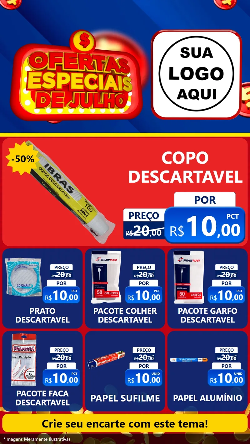 Modelo de Rede Social para Stories com o tema Ofertas Especiais de Julho para Embalagens