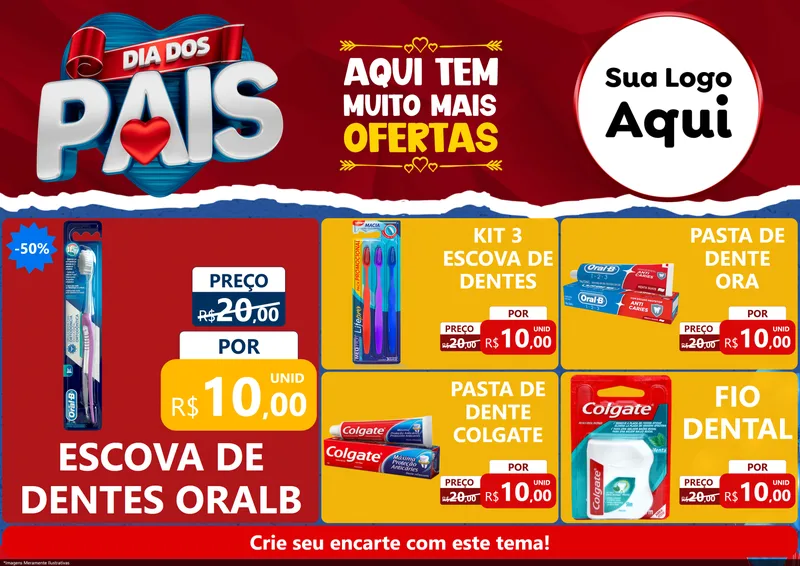 Modelo de Encarte para Encarte A4 Horizontal com o tema Dia dos Pais para Higiene Pessoal