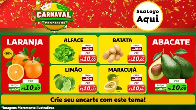Modelo de TV para TV Horizontal com o tema Carnaval de Ofertas para Hortifrúti