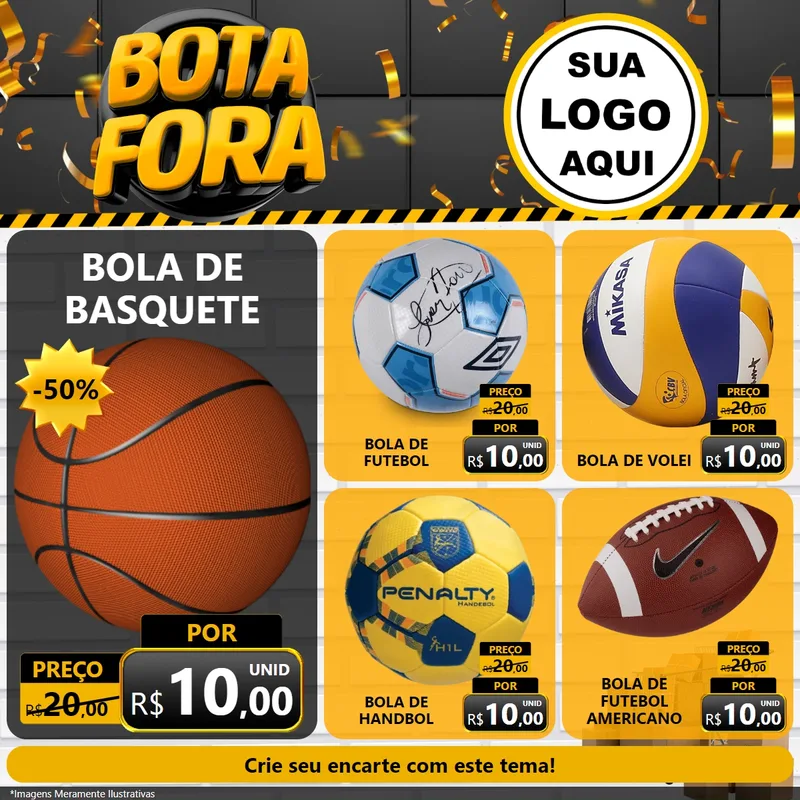 Modelo de Rede Social para Feed Facebook com o tema Bota Fora para Artigos Esportivos