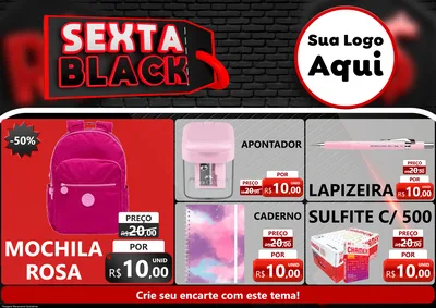 Modelo de Encarte para Encarte A4 Horizontal com o tema Sexta Black para Papelaria