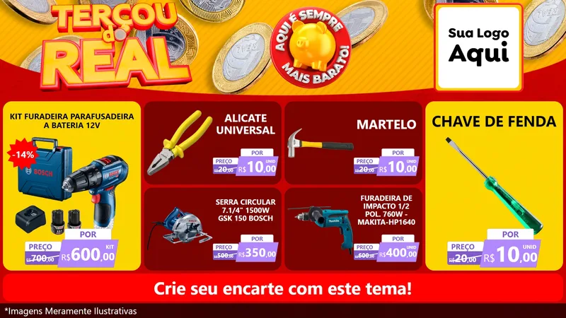 Modelo de TV para TV Horizontal com o tema Terçou do Real para Maquinas e Ferramentas