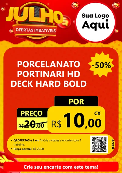 Modelo de Cartaz para Cartaz A4 Vertical com o tema Julho Ofertas Imbatíveis para Pisos e revestimentos