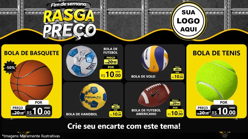 Modelo de TV para TV Horizontal com o tema Fim de Semana Rasga Preço para Artigos Esportivos