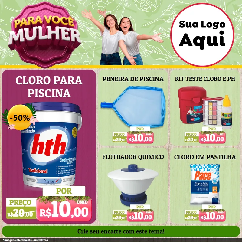 Modelo de Rede Social para Feed Facebook com o tema Para Você Mulher para Produtos para Piscina