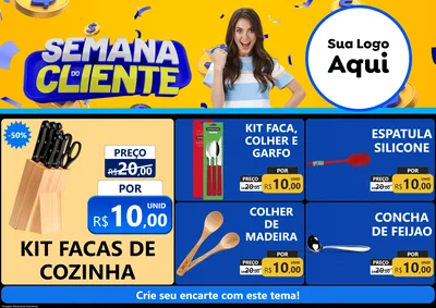 Modelo de Encarte para Encarte A4 Horizontal com o tema Semana do Cliente para Utilidades Domésticas