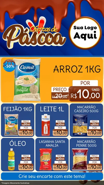 Modelo de Rede Social para Stories com o tema Ofertas de Páscoa para Supermercado