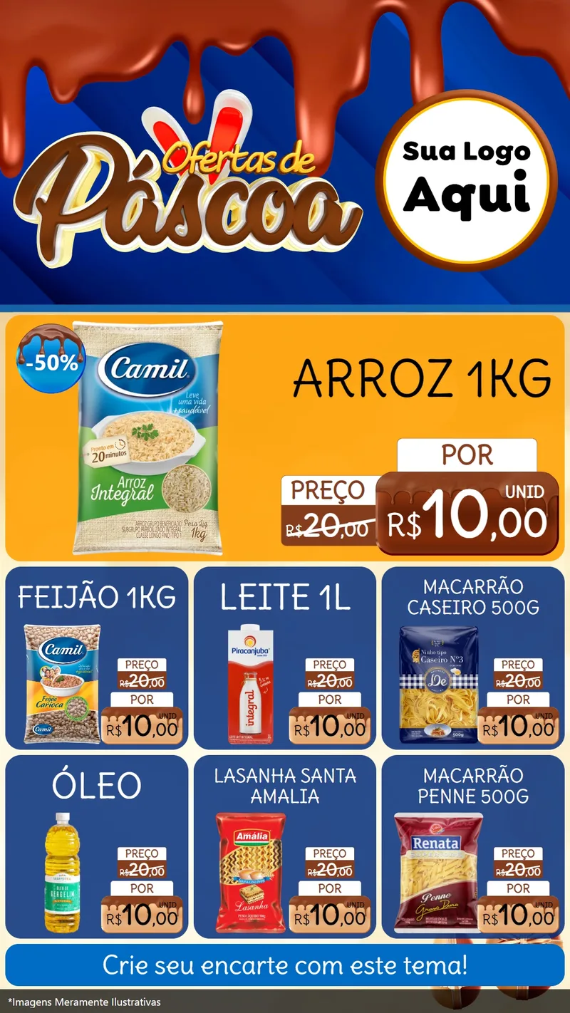 Modelo de Rede Social para Stories com o tema Ofertas de Páscoa para Supermercado