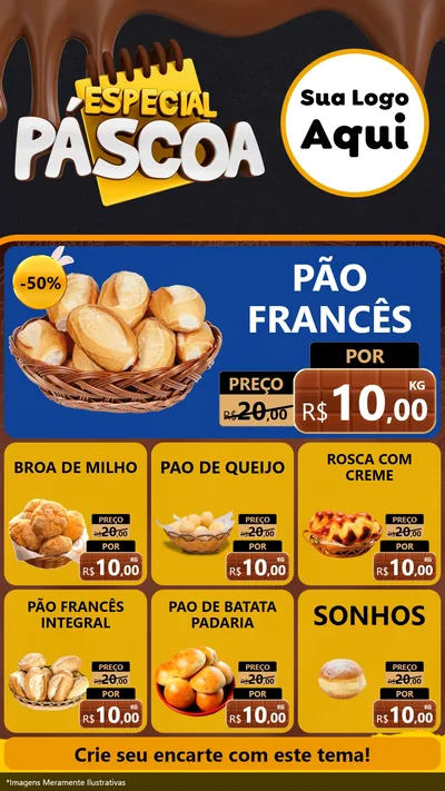 Modelo de Rede Social para Stories com o tema Especial Páscoa para Padaria