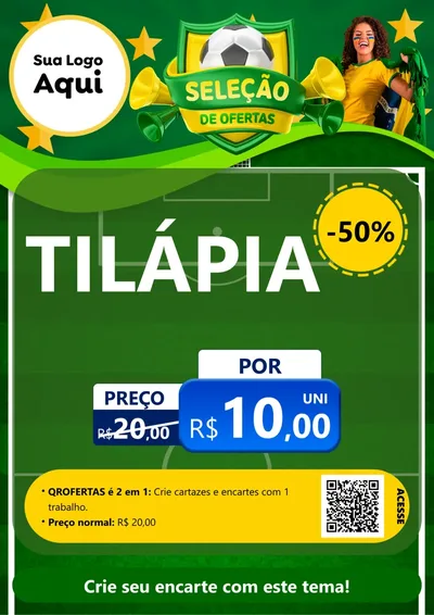 Modelo de Cartaz para Cartaz A4 Vertical com o tema Seleção de Ofertas - Copa para Peixaria
