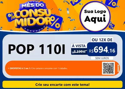 Modelo de Cartaz para Cartaz A4 Horizontal com o tema Mês do Consumidor para Concessionaria de Motos