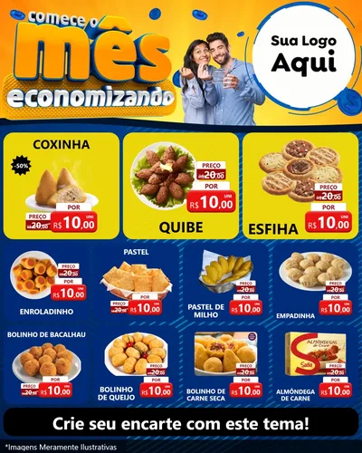 Modelo de Rede Social para Feed Instagram com o tema Comece O Mês Economizando para Salgadaria