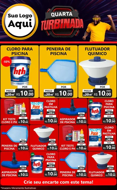 Modelo de Encarte para Encarte Grande com o tema Quarta Turbinada para Produtos para Piscina